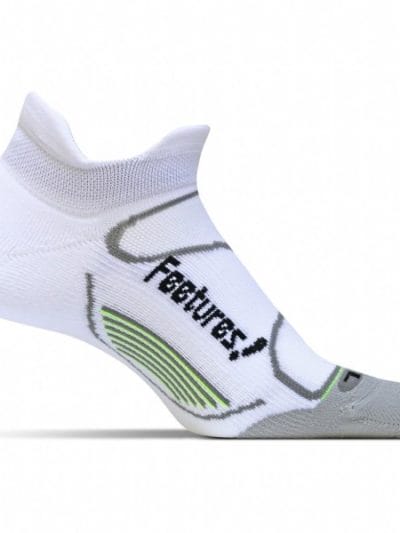 Fitness Mania - Feetures Elite Light Cushion No Show Tab - Unisex Running Socks - White