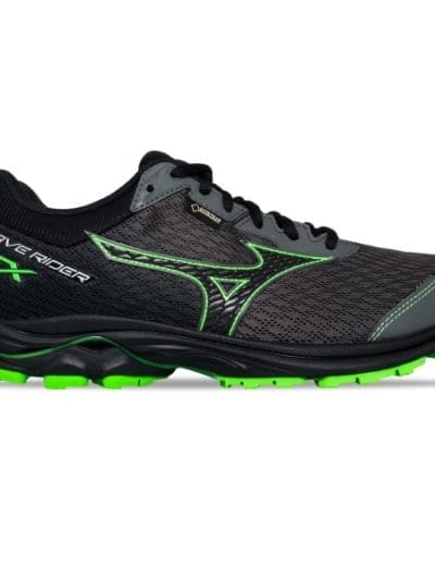 Fitness Mania - Mizuno Wave Rider 22 GTX - Mens Trail Running Shoes - Gunmetal/Black/Green Slime