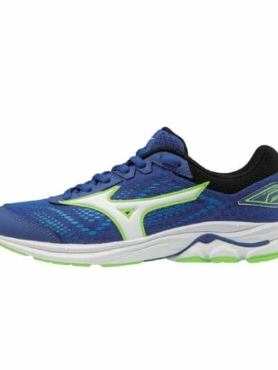Fitness Mania - Mizuno Wave Rider 22 - Kids Boys Running Shoes - Surf the Web/White/Green Gecko