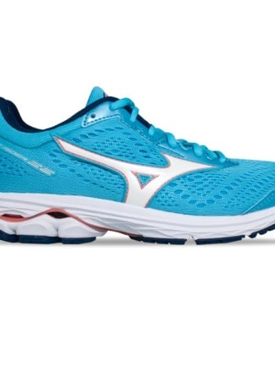 Fitness Mania - Mizuno Wave Rider 22 - Womens Running Shoes - Blue Atoll/White/Peach