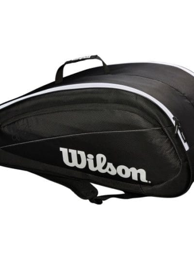 Fitness Mania - Wilson Federer Team 12 Pack Tennis Racquet Bag - Black/White