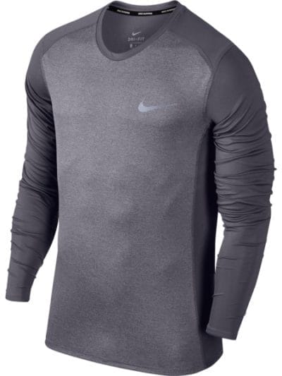 Fitness Mania - Nike Dry Miler Mens Long Sleeve Running Top - Gridiron Grey/Heather