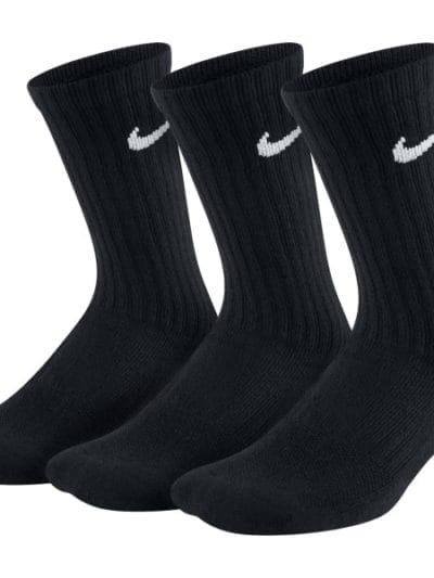 Fitness Mania - Nike Performance Cushioned Crew 3 Pack - Kids Training Socks - Black/White