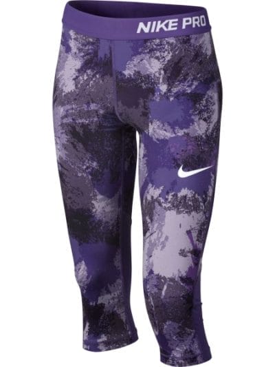 Fitness Mania - Nike Pro All Over Print Kids Girls Capri Training Tights - Dark Iris Purple