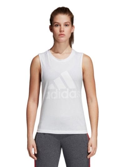 Fitness Mania - Adidas Essentials Logo Womens Casual Tank Top - White/White