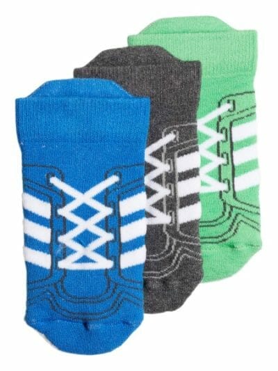 Fitness Mania - Adidas Infant Ankle Socks - 3 Pairs - Blue/Dark Grey Heather/Energy Green
