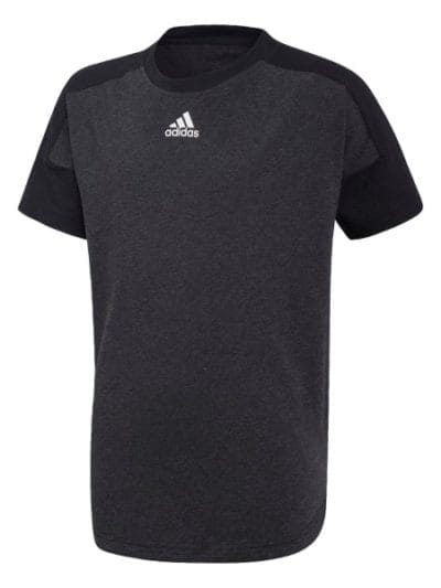 Fitness Mania - Adidas Stadium Kids Boys Casual T-Shirt - Black Melange/Black