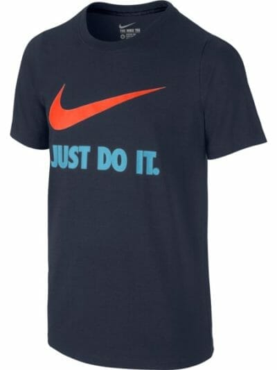 Fitness Mania - Nike Just Do It Swoosh Kids Boys Casual T-Shirt - Obsidian/Hyper Crimson
