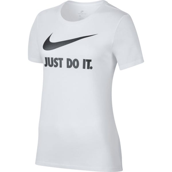 Fitness Mania - Nike Just Do It Swoosh Womens Casual T-Shirt - White/Black