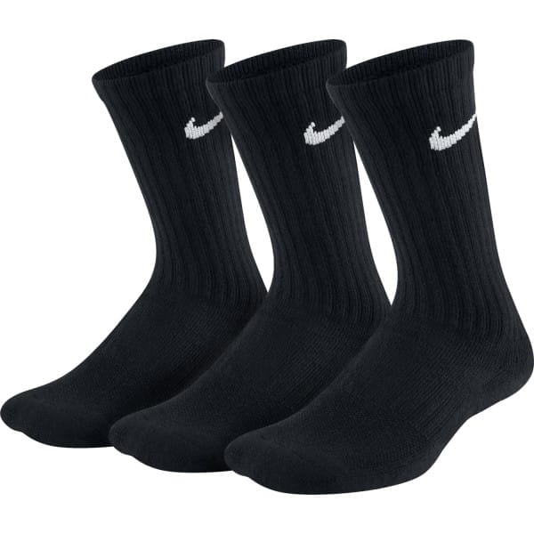 Fitness Mania - Nike Performance Cushioned Crew - Kids Training Socks - 3 Pack - Black/White