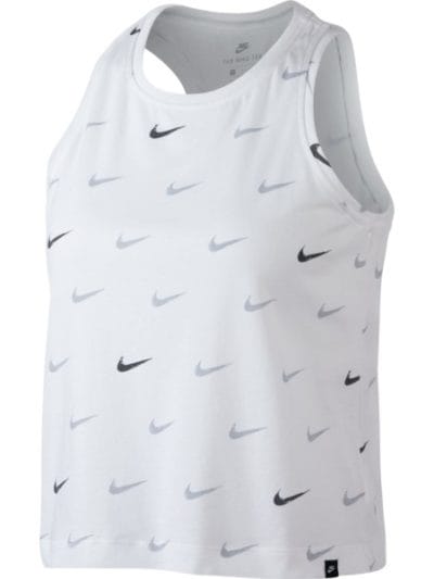 Fitness Mania - Nike Sportswear Swoosh Crop Womens Tank Top - White/Dark Grey
