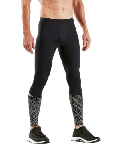 Fitness Mania - 2XU Reflect Run Mens Running Tights With Storage - Black/Silver Lightbeams Reflect