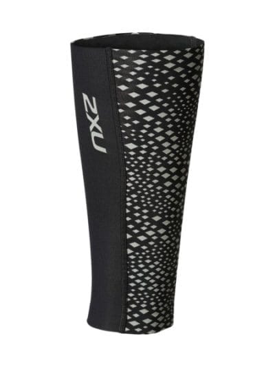 Fitness Mania - 2XU Reflect Unisex Compression Calf Guards - Black/Silver Glo Reflective