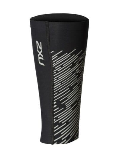 Fitness Mania - 2XU Reflect Unisex Compression Calf Guards - Black/Silver Lightbeams Reflective