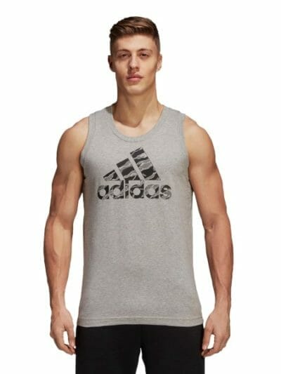 Fitness Mania - Adidas Badge Of Sport Camouflage Mens Training Tank - Medium Grey Heather
