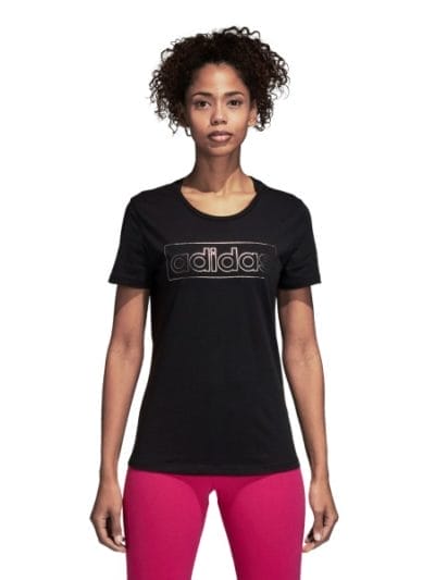 Fitness Mania - Adidas Foil Linear Womens Casual T-Shirt - Black