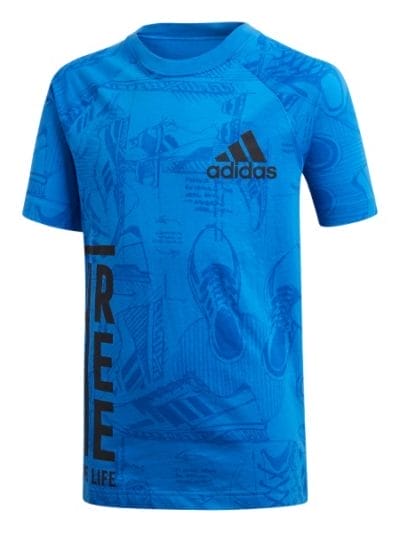 Fitness Mania - Adidas ID Print Kids Boys Casual T-Shirt - Blue/Collegiate Navy