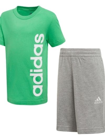 Fitness Mania - Adidas Little Kids Linear Training Summer Set - Energy Green/Grey/White