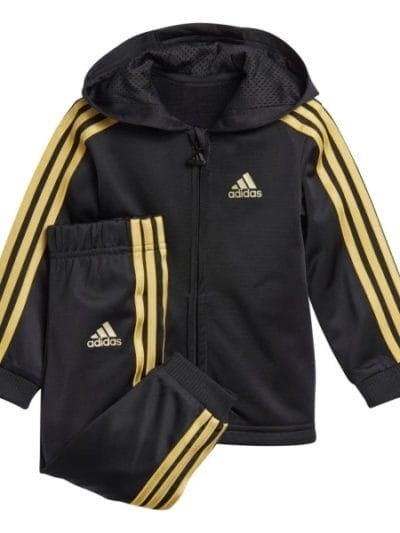 Fitness Mania - Adidas Shiny Little Kids Hooded Jogger Set - Black/Gold