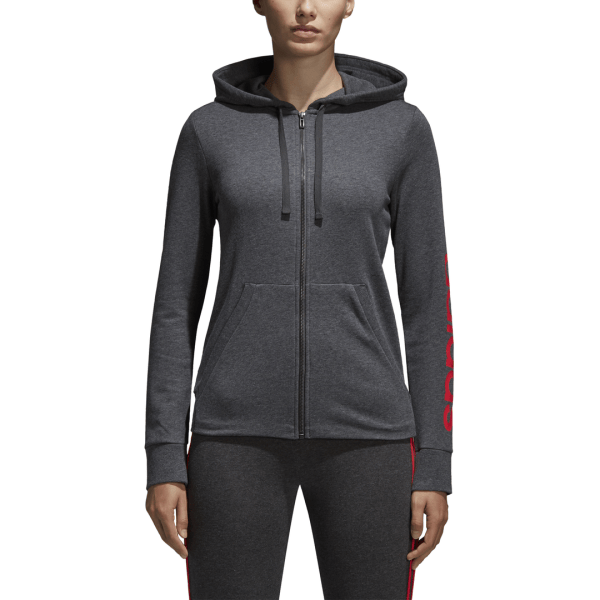 Fitness Mania - Adidas Stadium Womens Training Hoodie - Dark Grey Heather/Real Coral