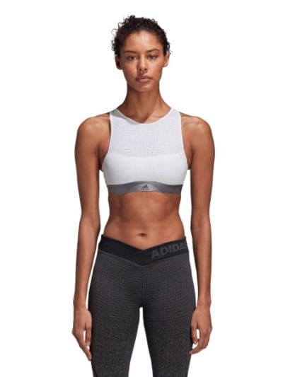 Fitness Mania - Adidas Womens Halter Sports Bra 2.0 - White/Grey