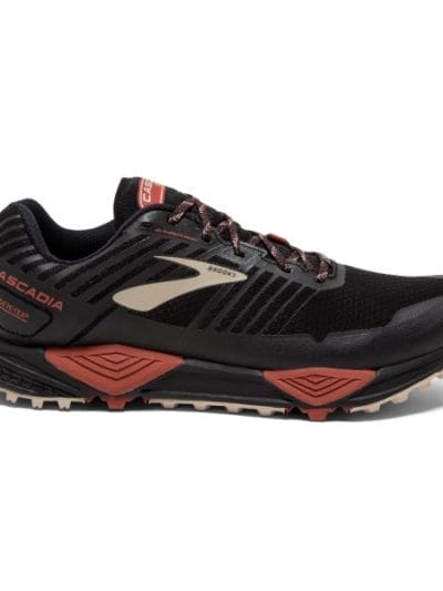 Fitness Mania - Brooks GTX Cascadia 13 - Mens Trail Running Shoes - Black/Red/Tan