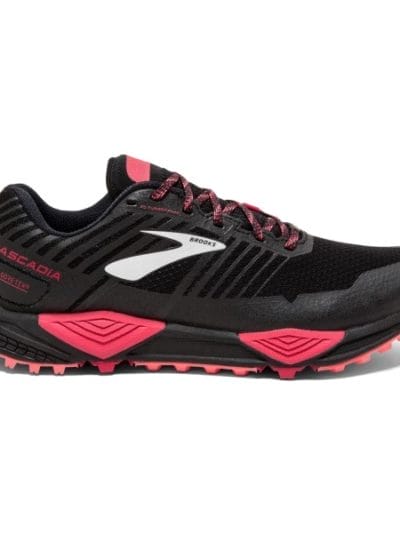 Fitness Mania - Brooks GTX Cascadia 13 - Womens Trail Running Shoes - Black/Pink/Coral