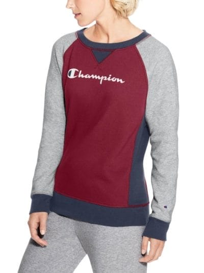 Fitness Mania - Champion Heritage Crew Womens Casual Sweatshirt - Sideline Red/Oxford Grey Heather