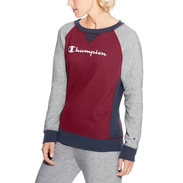 Fitness Mania - Champion Heritage Crew Womens Casual Sweatshirt - Sideline Red/Oxford Grey Heather