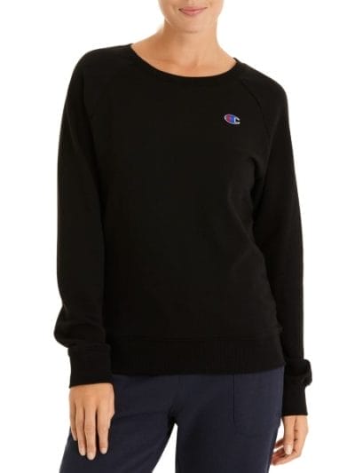 Fitness Mania - Champion Logo Crew Womens Casual Sweatshirt - Black