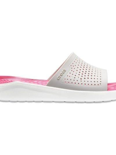 Fitness Mania - Crocs LiteRide Slide - Womens Casual Slides - Pink/Grey/White