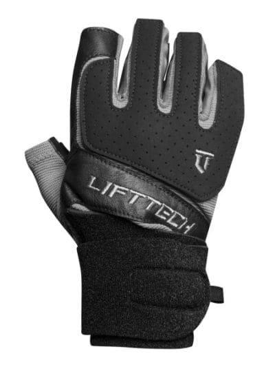 Fitness Mania - Lift Tech Klutch Mens Wrist Wrap Gloves - Black/Silver
