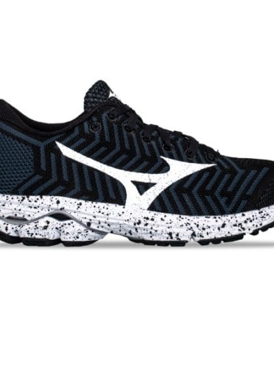 Fitness Mania - Mizuno WaveKnit Rider R2 - Womens Running Shoes - Black/White/Ombre Blue