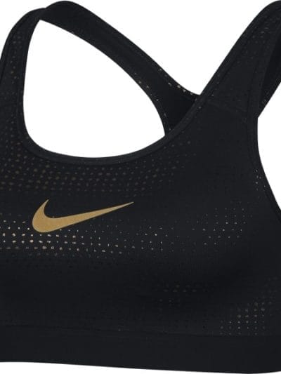 Fitness Mania - Nike Classic Metallic Dot Print Womens Sports Bra - Black/Metallic Gold