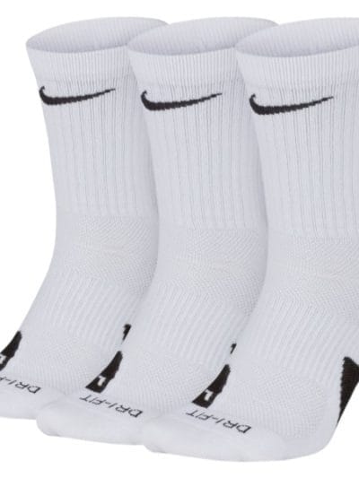 Fitness Mania - Nike Crew Mens Basketball Socks - 3 Pack - White/Black