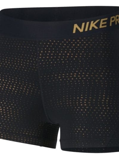 Fitness Mania - Nike Pro 3 Inch Metallic Dot Womens Training Short - Black/Metallic Gold