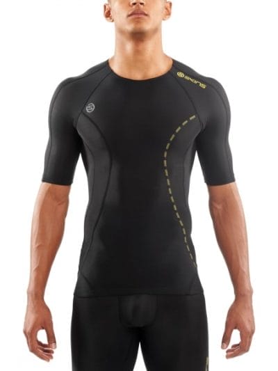 Fitness Mania - Skins DNAmic Core Mens Compression Short Sleeve Top - Black/Yellow