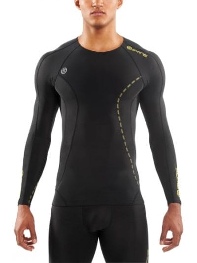 Fitness Mania - Skins DNAmic Mens Compression Long Sleeve Top - Black/Yellow