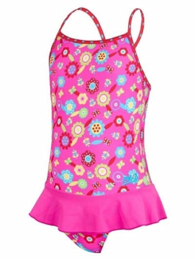 Fitness Mania - Zoggs Flora X Back Kids Girls Swimdress - Pink/Multi