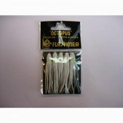 Fitness Mania - OCTOPUS 6 CM X5 SEQUINS SEA FISHING SOFT LURES - WHITE