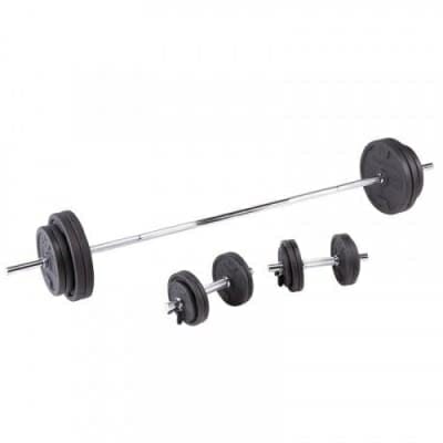 Fitness Mania - Weight Set 93KG  -  Barbell and 2 Dumbbell Handles Set Cast Iron