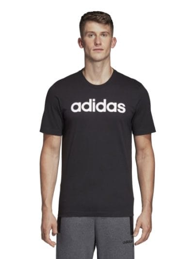 Fitness Mania - Adidas Essentials Linear Logo Mens Casual T-Shirt - Black/White