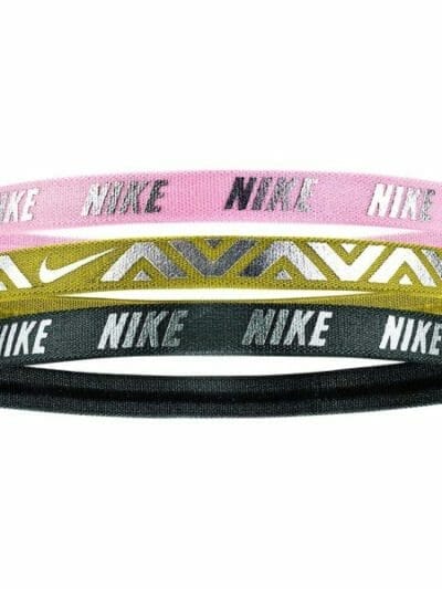 Fitness Mania - Nike Printed Metallic Sports Hairbands - Assorted 3 Pack - Storm Pink/Dark Citron/Gridiron/Silver