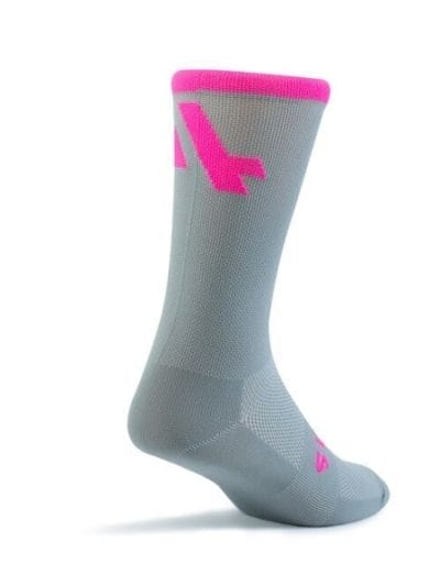 Fitness Mania - Sub4 Crew Unisex Cycling Socks - Grey/Pink