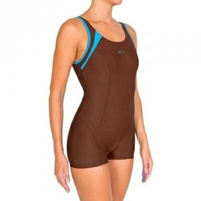 Fitness Mania - Aquanew one-piece women's shorty aquafitness swimsuit - brown blue