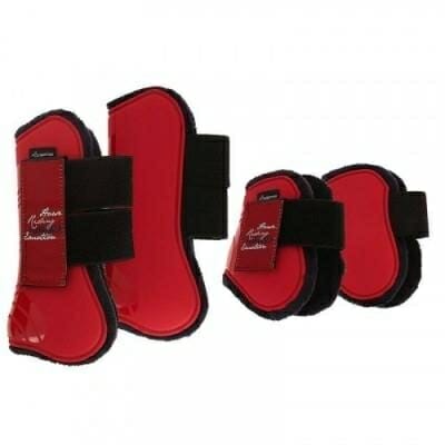 Fitness Mania - Riding 2 Tendon Boots + 2 Fetlock Boots For Horse - Red/Grey