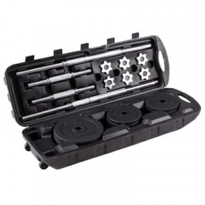 Fitness Mania - Weight Set 50KG - Barbell and 2 Dumbbell Handles In Rolling Case