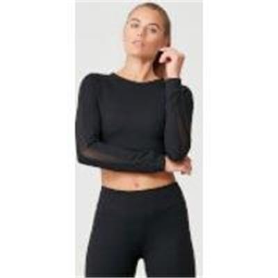 Fitness Mania - Power Long Sleeve Crop Top - Black - XS - Black