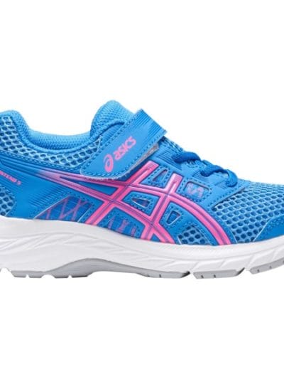 Fitness Mania - Asics Contend 5 PS - Kids Girls Running Shoes - Blue Coast/Hot Pink