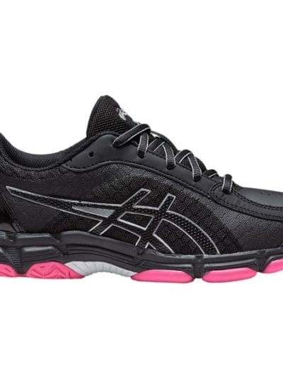 Fitness Mania - Asics Netburner Super GS - Kids Girls Netball Shoes - Double Black/Pink